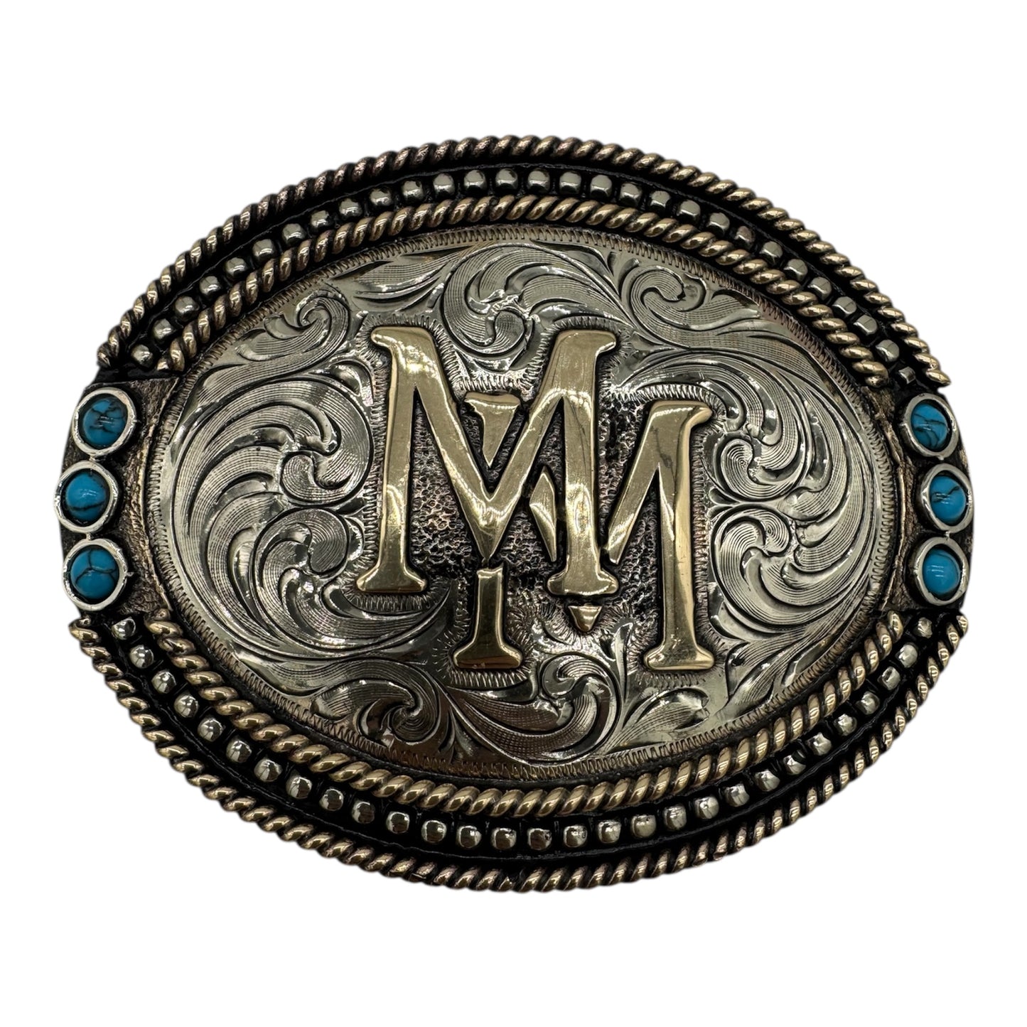 Classic Western Initial Buckle – Hand-Engraved Oval Design